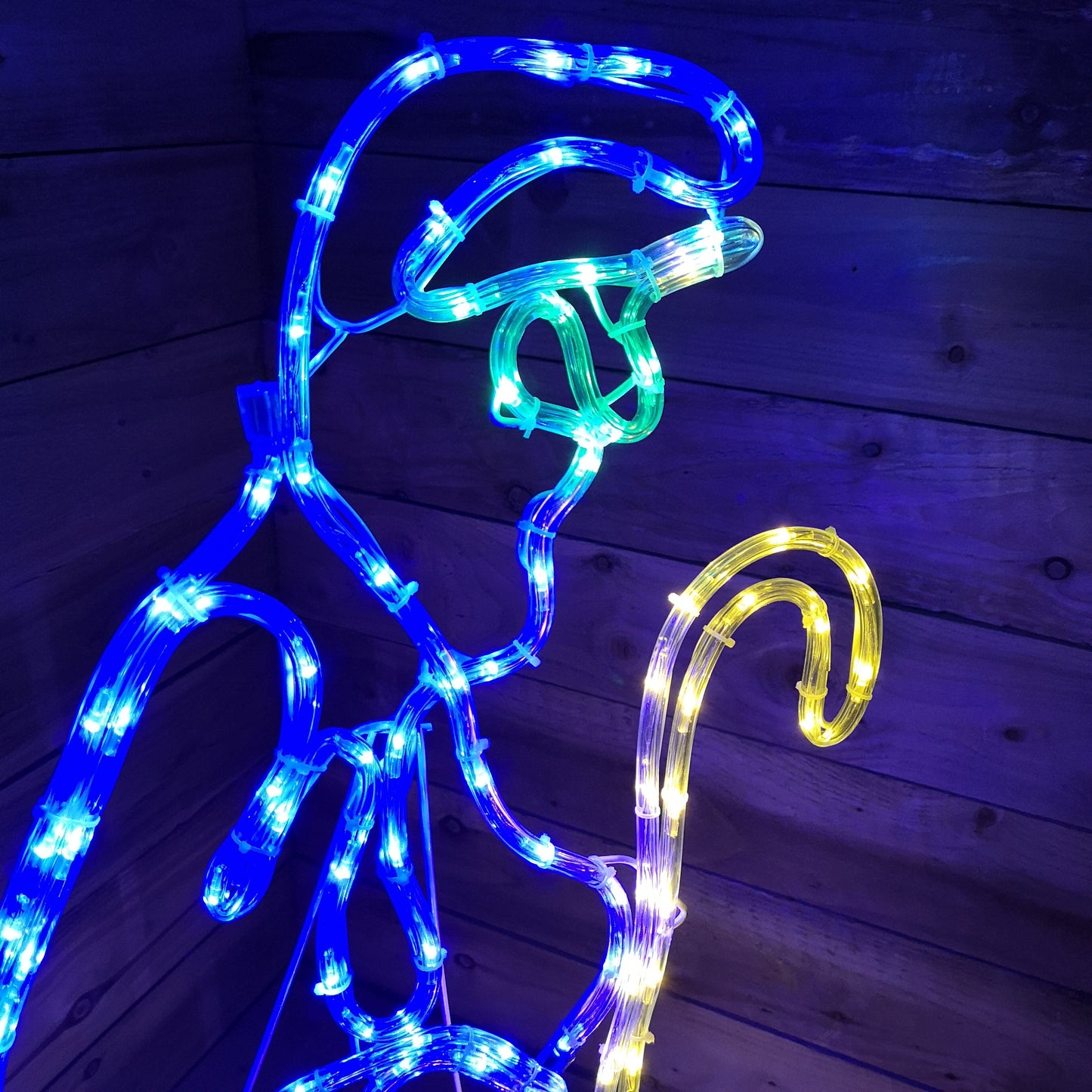 1M 150 LED Multicoloured Indoor Outdoor Christmas Nativity Shepherd with Lamb Silhouette Rope Light