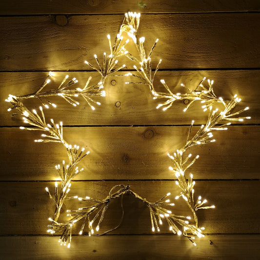 60cm Gold Star Cluster Wall Window Decoration with 240 Warm White LED